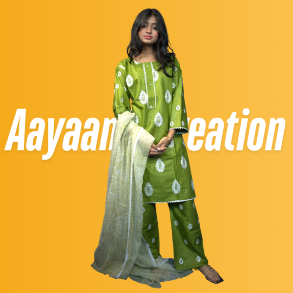 Women 3 Piece Stitched Suit-AC-002 - Image 11